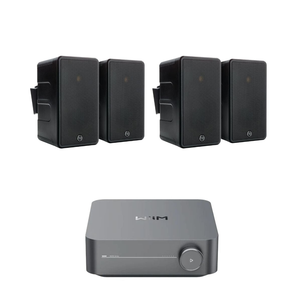 WiiM AMP Wi-Fi & Bluetooth Amplifier + Monitor Audio Climate 50 5.5" Outdoor Speakers (Pair) - K&B Audio