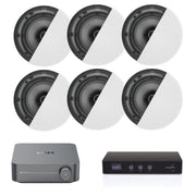 WiiM Amp Wi-Fi & Bluetooth Amplifier, Speaker Switch & 6 x Q Acoustics Qi65C 6.5" Ceiling Speakers - K&B Audio