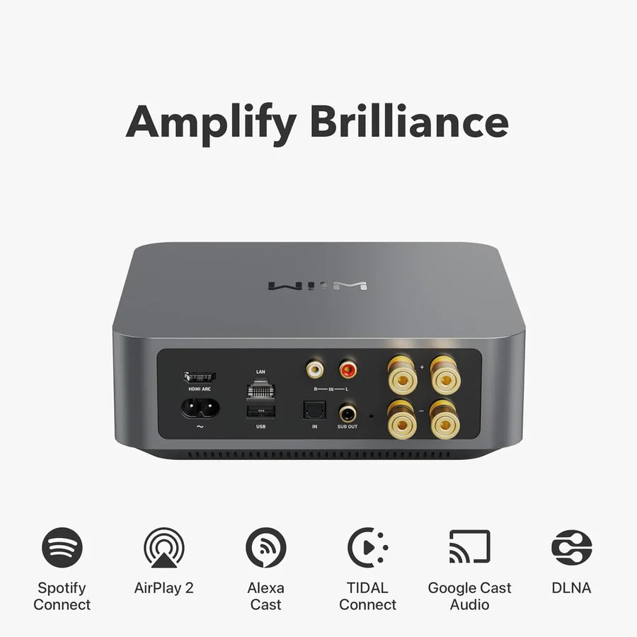 WiiM AMP Wi-Fi & Bluetooth Amplifier + Q Acoustics QI65CW 6.5" Water Resistant Ceiling Speakers - K&B Audio