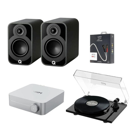 WiiM AMP Wi-Fi Amplifier + Pro-Ject E1 Phono + Q Acoustics 5010 Bookshelf Speakers - K&B Audio
