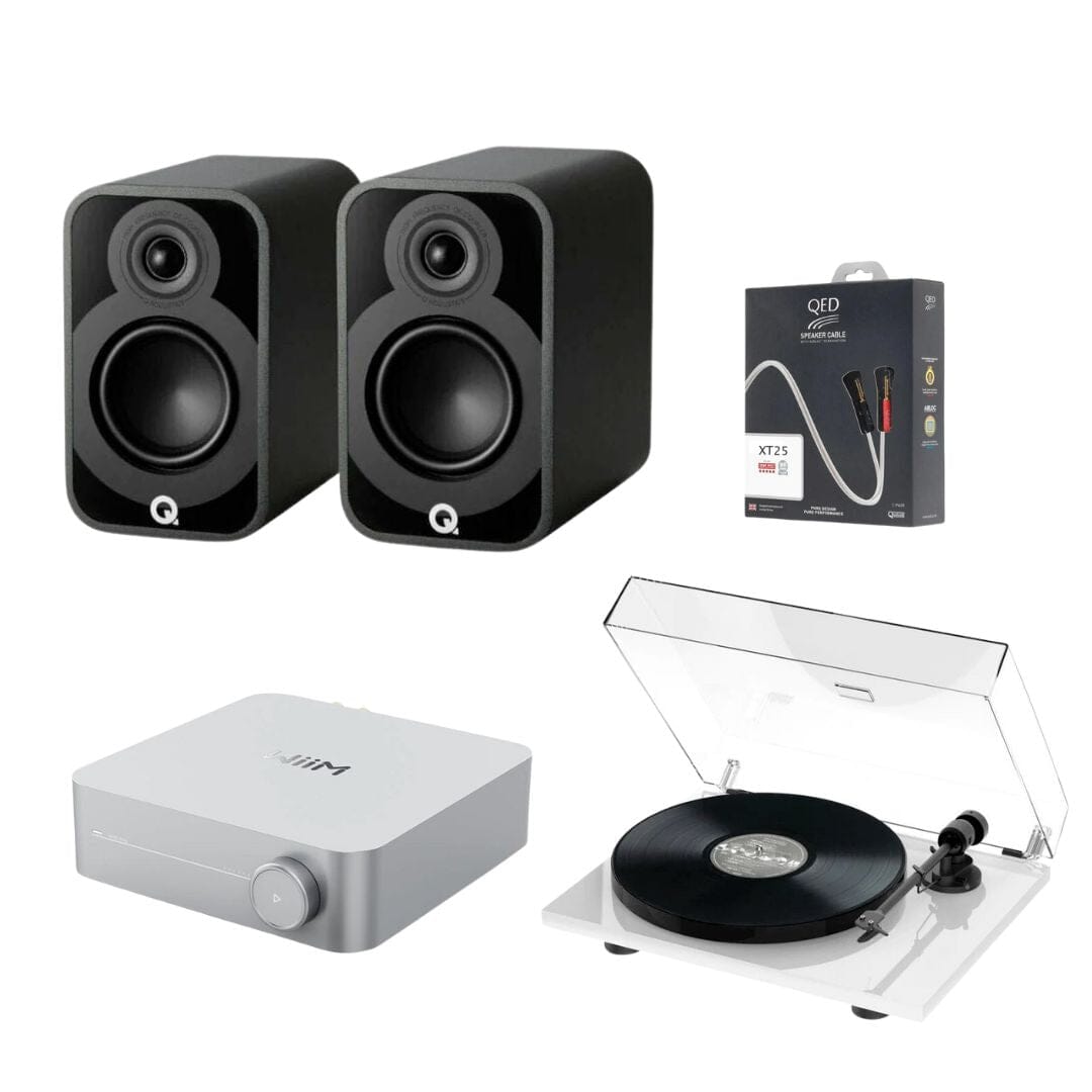 WiiM AMP Wi-Fi Amplifier + Pro-Ject E1 Phono + Q Acoustics 5010 Bookshelf Speakers - K&B Audio