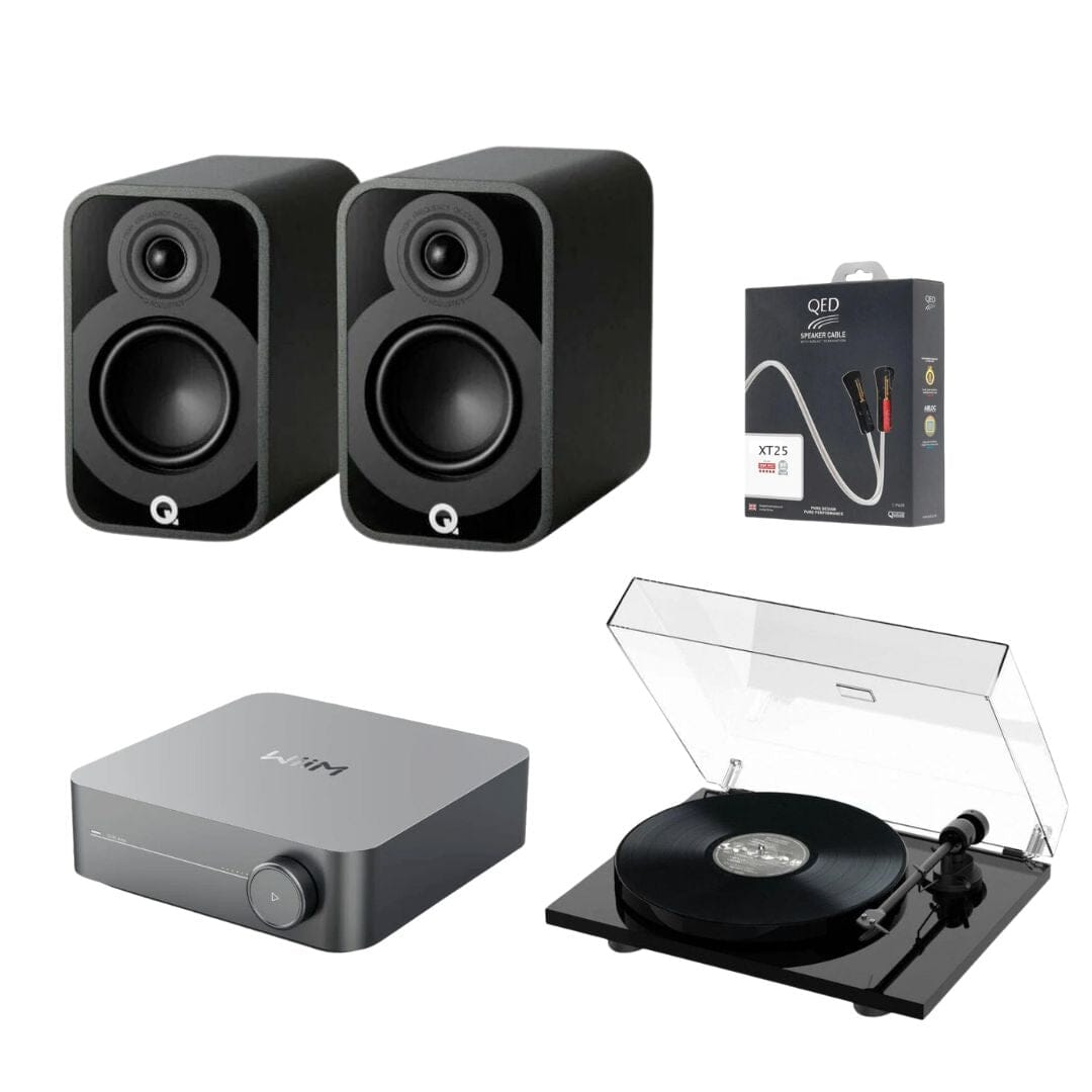 WiiM AMP Wi-Fi Amplifier + Pro-Ject E1 Phono + Q Acoustics 5010 Bookshelf Speakers - K&B Audio