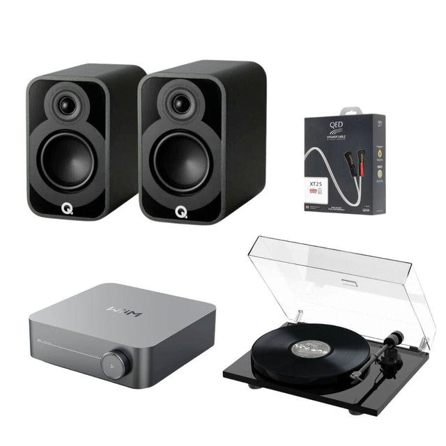 WiiM AMP Wi-Fi Amplifier + Pro-Ject E1 Phono + Q Acoustics 5010 Bookshelf Speakers - K&B Audio
