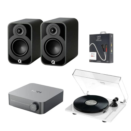WiiM AMP Wi-Fi Amplifier + Pro-Ject E1 Phono + Q Acoustics 5010 Bookshelf Speakers - K&B Audio