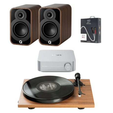WiiM AMP Wi-Fi Amplifier + Pro-Ject E1 Phono + Q Acoustics 5010 Bookshelf Speakers - K&B Audio