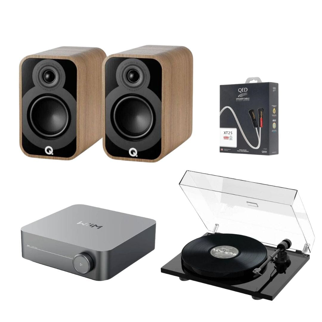 WiiM AMP Wi-Fi Amplifier + Pro-Ject E1 Phono + Q Acoustics 5010 Bookshelf Speakers - K&B Audio