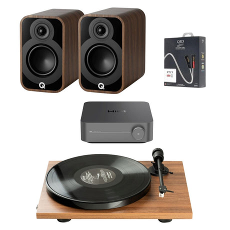 WiiM AMP Wi-Fi Amplifier + Pro-Ject E1 Phono + Q Acoustics 5010 Bookshelf Speakers - K&B Audio