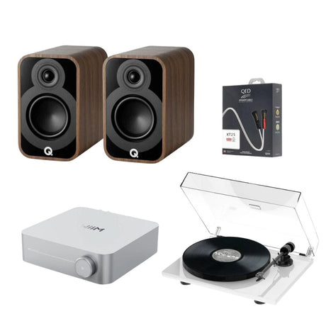 WiiM AMP Wi-Fi Amplifier + Pro-Ject E1 Phono + Q Acoustics 5010 Bookshelf Speakers - K&B Audio