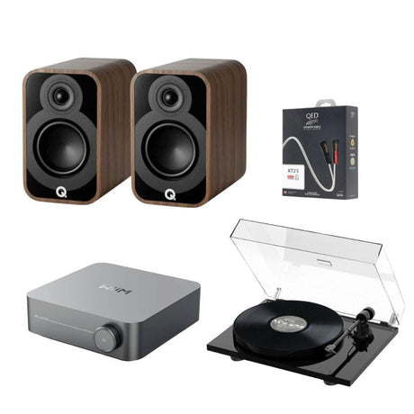 WiiM AMP Wi-Fi Amplifier + Pro-Ject E1 Phono + Q Acoustics 5010 Bookshelf Speakers - K&B Audio
