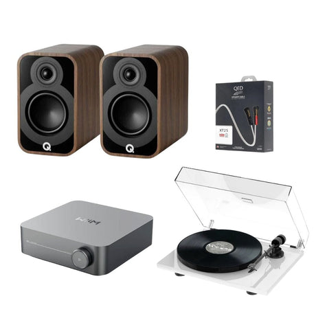WiiM AMP Wi-Fi Amplifier + Pro-Ject E1 Phono + Q Acoustics 5010 Bookshelf Speakers - K&B Audio