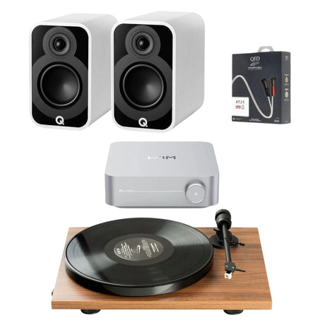 WiiM AMP Wi-Fi Amplifier + Pro-Ject E1 Phono + Q Acoustics 5010 Bookshelf Speakers - K&B Audio