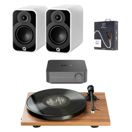 WiiM AMP Wi-Fi Amplifier + Pro-Ject E1 Phono + Q Acoustics 5010 Bookshelf Speakers - K&B Audio