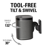 Wireless Speaker Swivel & Tilt Wall Mount Designed for Sonos One SL, Play:1, Play:3 - Pair - K&B Audio
