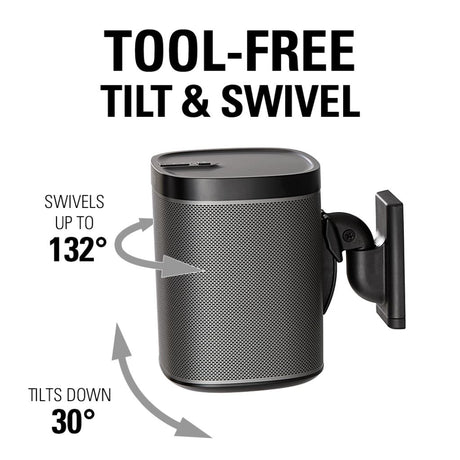 Wireless Speaker Swivel & Tilt Wall Mount Designed for Sonos One SL, Play:1, Play:3 - Pair - K&B Audio