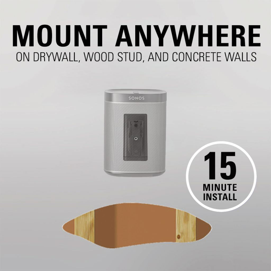 Wireless Speaker Swivel & Tilt Wall Mount Designed for Sonos One SL, Play:1, Play:3 - Pair - K&B Audio