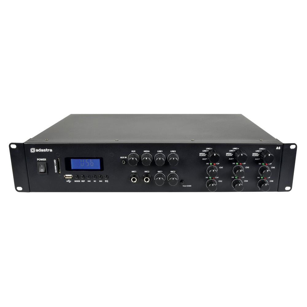 Adastra A6 6 x 200W Stereo Amplifier with FM Radio/Bluetooth & Media Player - K&B Audio