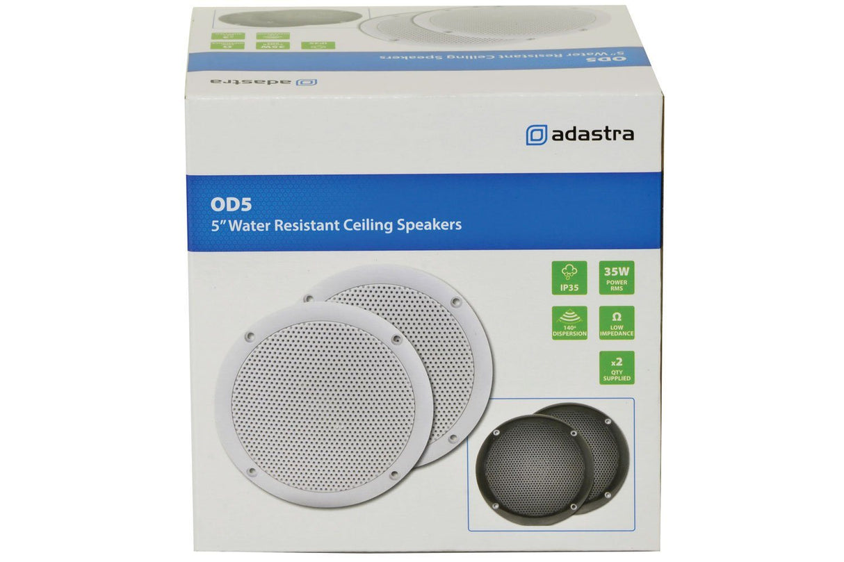 Adastra OD5-W8 OD Series 80W 5" Water Resistant In Ceiling Speakers (Pair) - K&B Audio