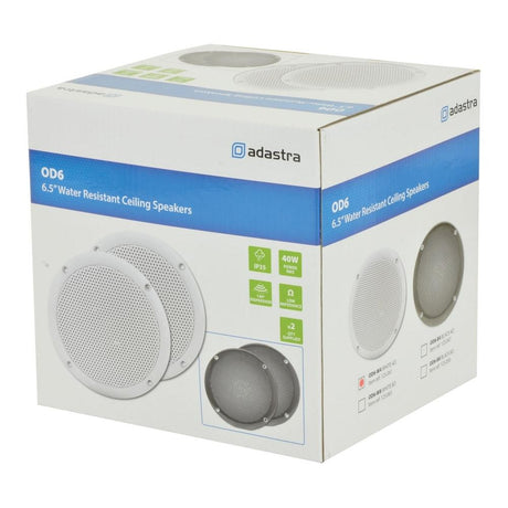 Adastra OD6-W4 100W 6.5" Bathroom In Ceiling Speakers - White (Pair) - K&B Audio