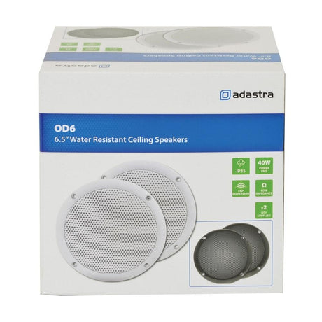 Adastra OD6-W4 100W 6.5" Bathroom In Ceiling Speakers - White (Pair) - K&B Audio