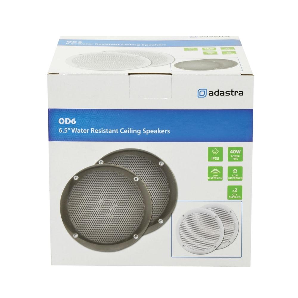 Adastra OD6-W8 100W 6.5" Bathroom In Ceiling Speakers - Black (Pair) - K&B Audio