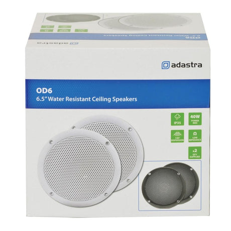 Adastra OD6-W8 100W 6.5" Bathroom In Ceiling Speakers - White (Pair) - K&B Audio