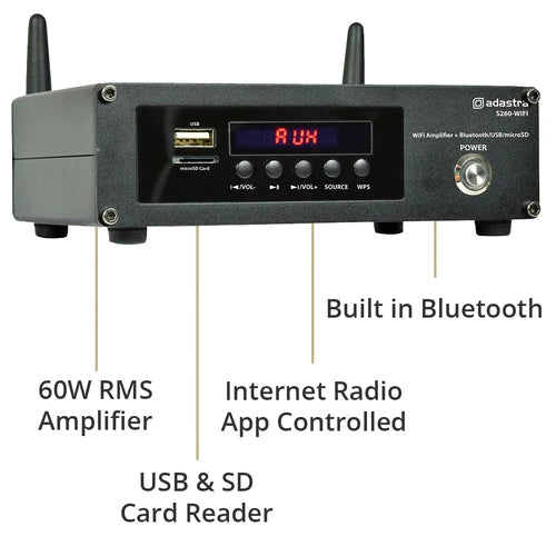 Adastra S260 WiFi & Bluetooth 4" Outdoor Speaker System - K&B Audio