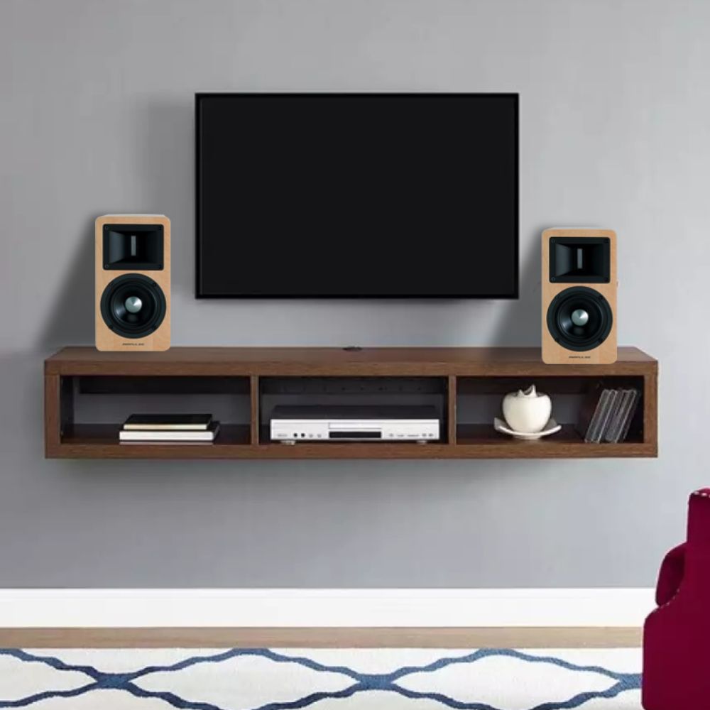 [OPEN BOX] Airpulse A80 100W Active Bookshelf Speakers with Bluetooth - Pinewood - K&B Audio