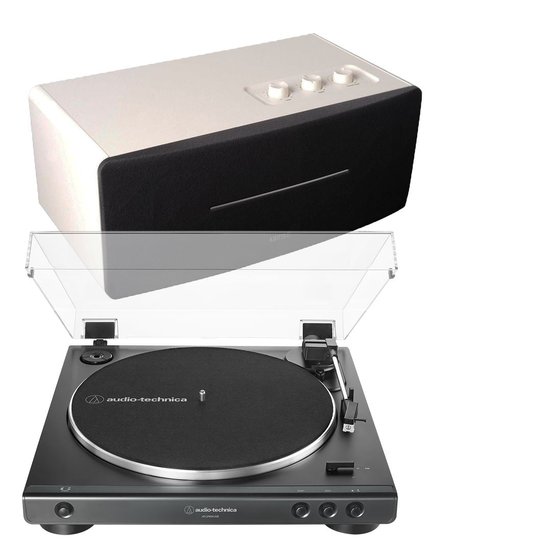 Edifier D12 & Audio-Technica LP60X Turntable with Bluetooth Speaker - K&B Audio