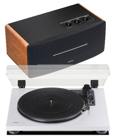 Edifier D12 & TEAC TN-180BT Bluetooth Turntable with Speakers Bundle - K&B Audio