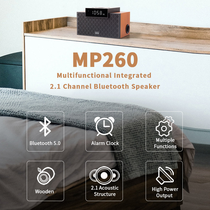Edifier MP260 2.1 Portable Bluetooth Speaker with Clock - K&B Audio