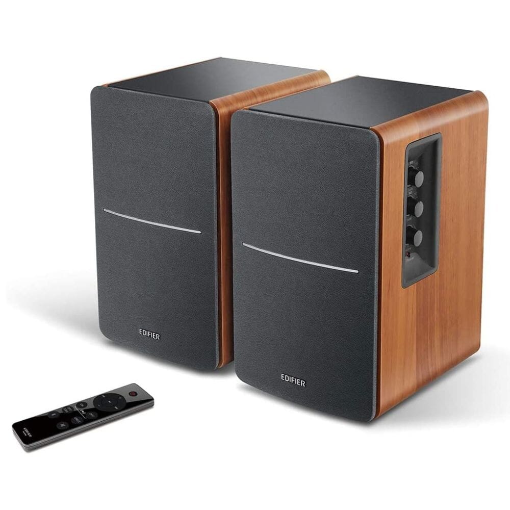 Edifier R1280DBs Active Bluetooth Bookshelf Speakers - Optical Input - 2.0 Wireless Studio Monitor Speaker - 42W RMS with Subwoofer Line Out - Wood Gr Edifier R1280DBS Active 2.0 Bluetooth Bookshelf Speaker Set - Brown