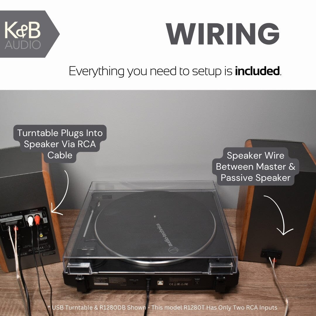 Audio-Technica LP60X Turntable + Edifier R1280T Active Bookshelf Speakers - K&B Audio