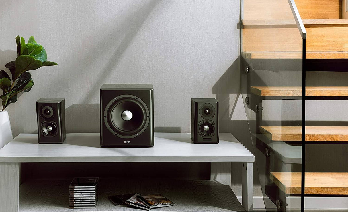 Edifier S351DB 2.1 110W Active Bookshelf Speaker System with aptX Bluetooth - Black - K&B Audio