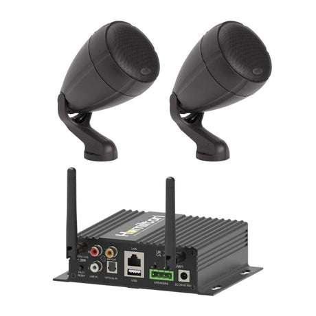 Hamilton WSA50+ WiFi & Bluetooth Outdoor Speaker System with Polk Audio SAT300 Outdoor Speakers - K&B Audio