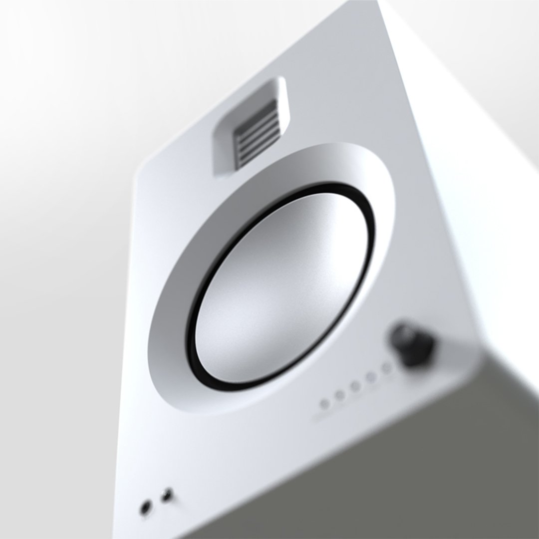 [OPEN BOX] Kanto TUK 130W Active Bluetooth Bookshelf Speakers - White - K&B Audio