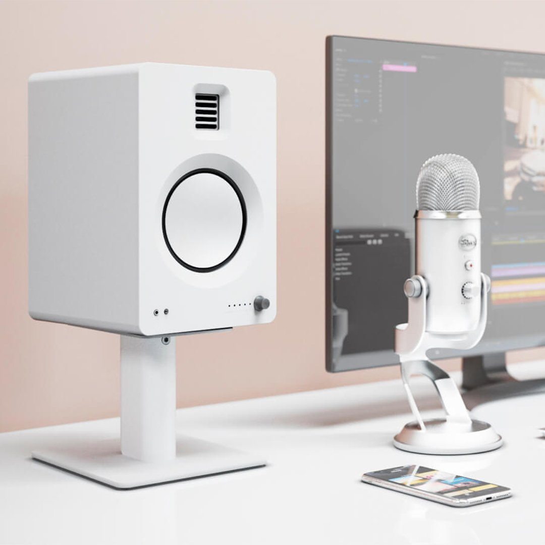 [OPEN BOX] Kanto TUK 130W Active Bluetooth Bookshelf Speakers - White - K&B Audio