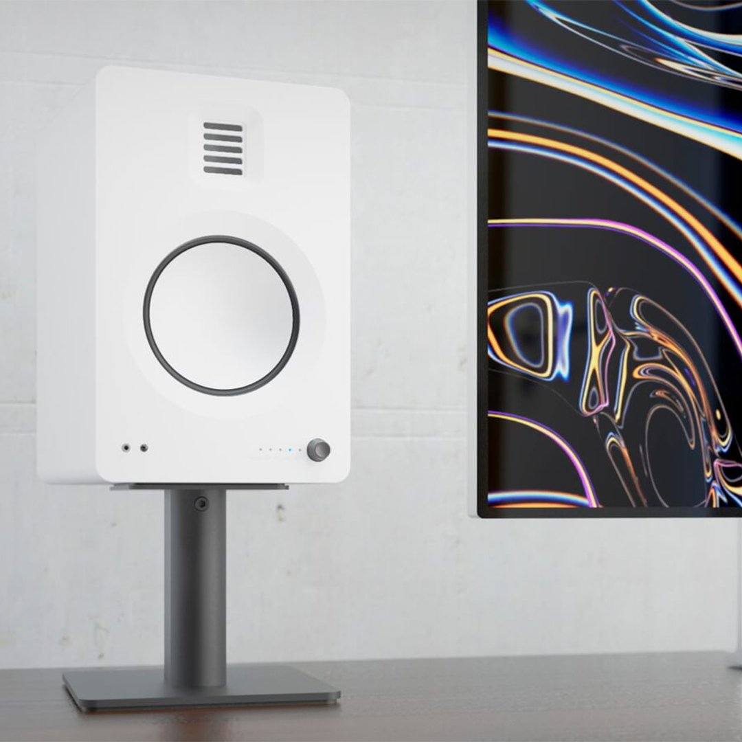 [OPEN BOX] Kanto TUK 130W Active Bluetooth Bookshelf Speakers - White - K&B Audio