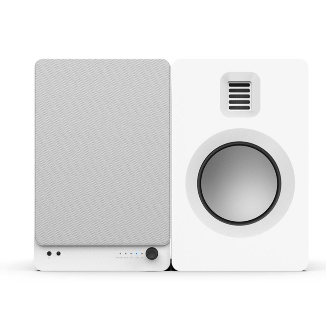 [OPEN BOX] Kanto TUK 130W Active Bluetooth Bookshelf Speakers - White - K&B Audio