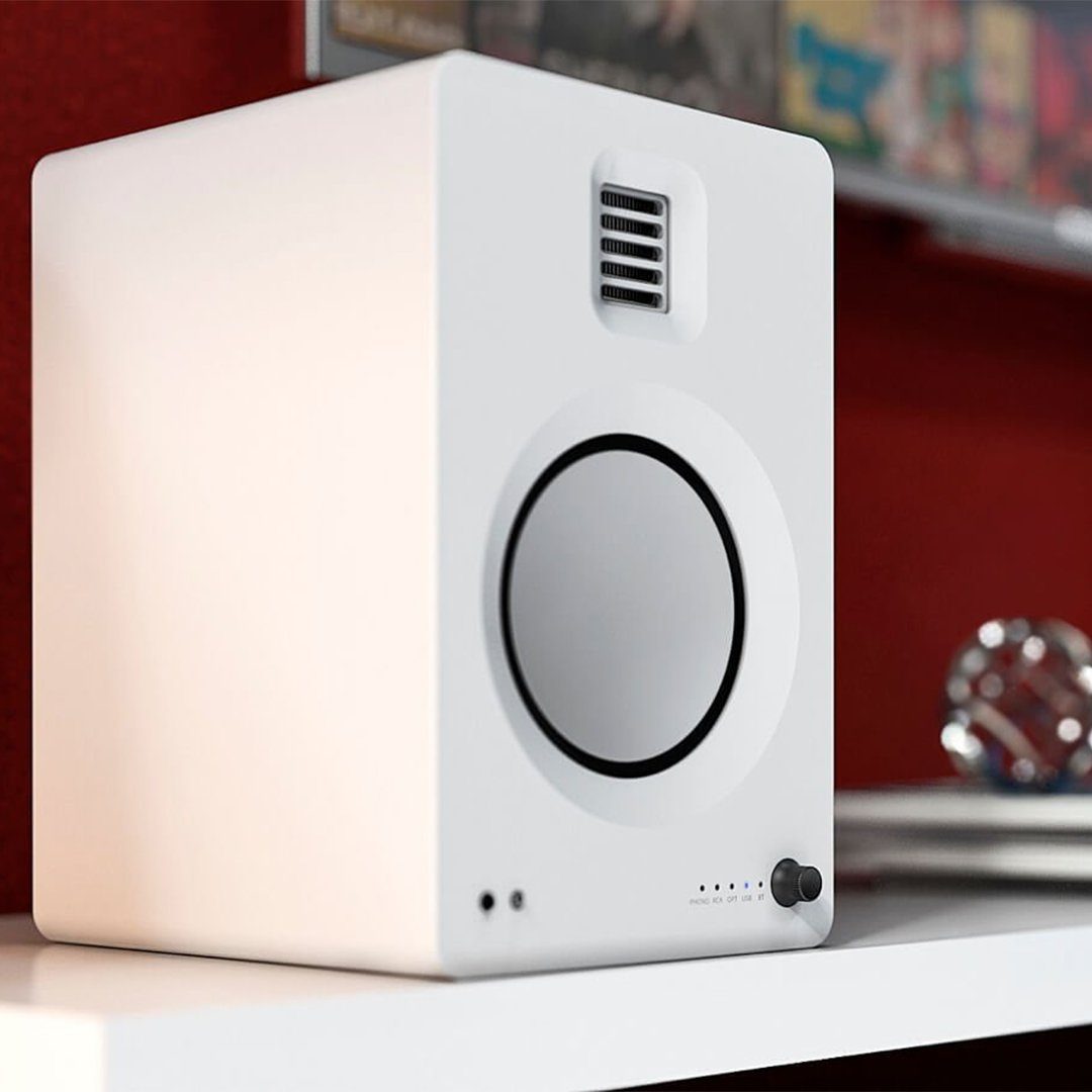 [OPEN BOX] Kanto TUK 130W Active Bluetooth Bookshelf Speakers - White - K&B Audio