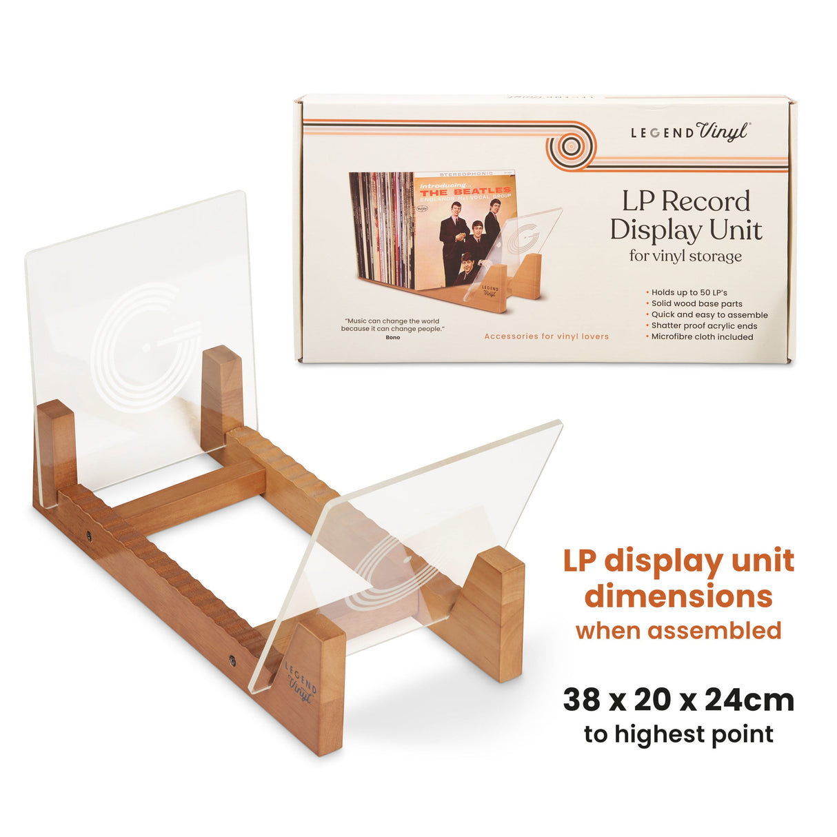 Legend Vinyl LP Record Storage Stand with Acrylic Ends - K&B Audio