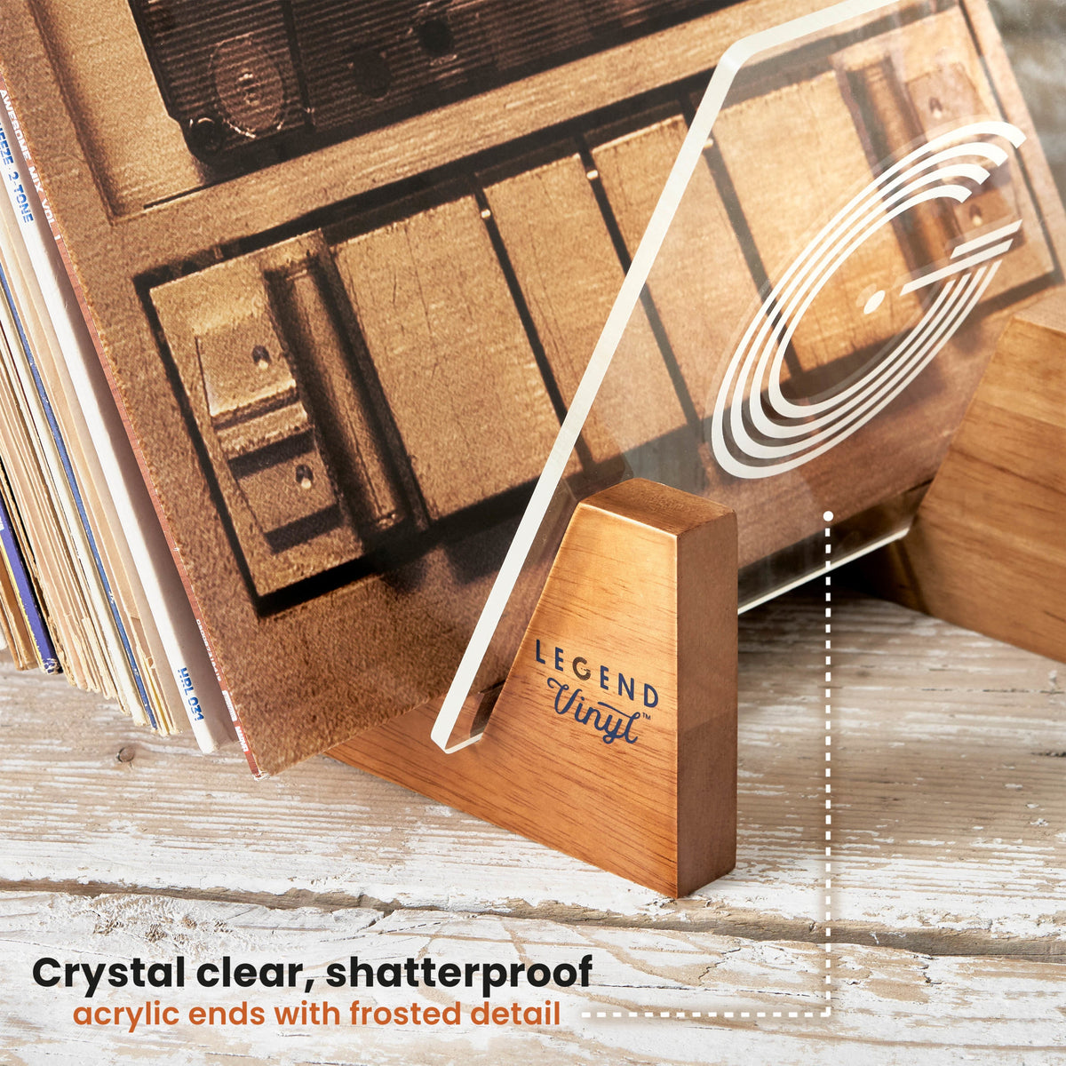 Legend Vinyl LP Record Storage Stand with Acrylic Ends - K&B Audio