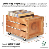 Legend Vinyl LP Wooden Record Storage Crate with 50 x 12" Record Vinyl Sleeves and Complete Care Vinyl Record Cleaning Kit Bundle - K&B Audio