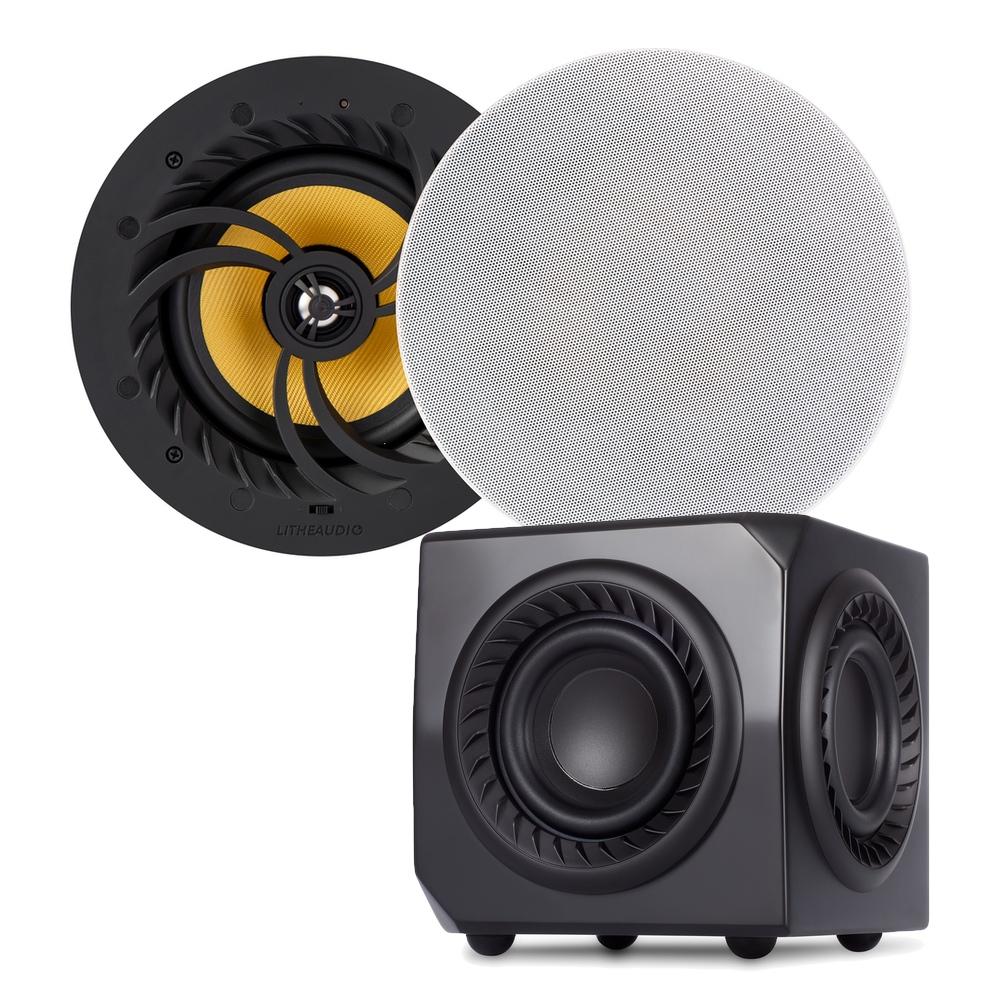 Lithe Audio 6.5" WiFi Ceiling Speaker & Wireless Subwoofer Bundle - K&B Audio