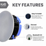 Lithe Audio 6.5" Bluetooth Ceiling Speakers with aptX Bluetooth 5.0 - K&B Audio