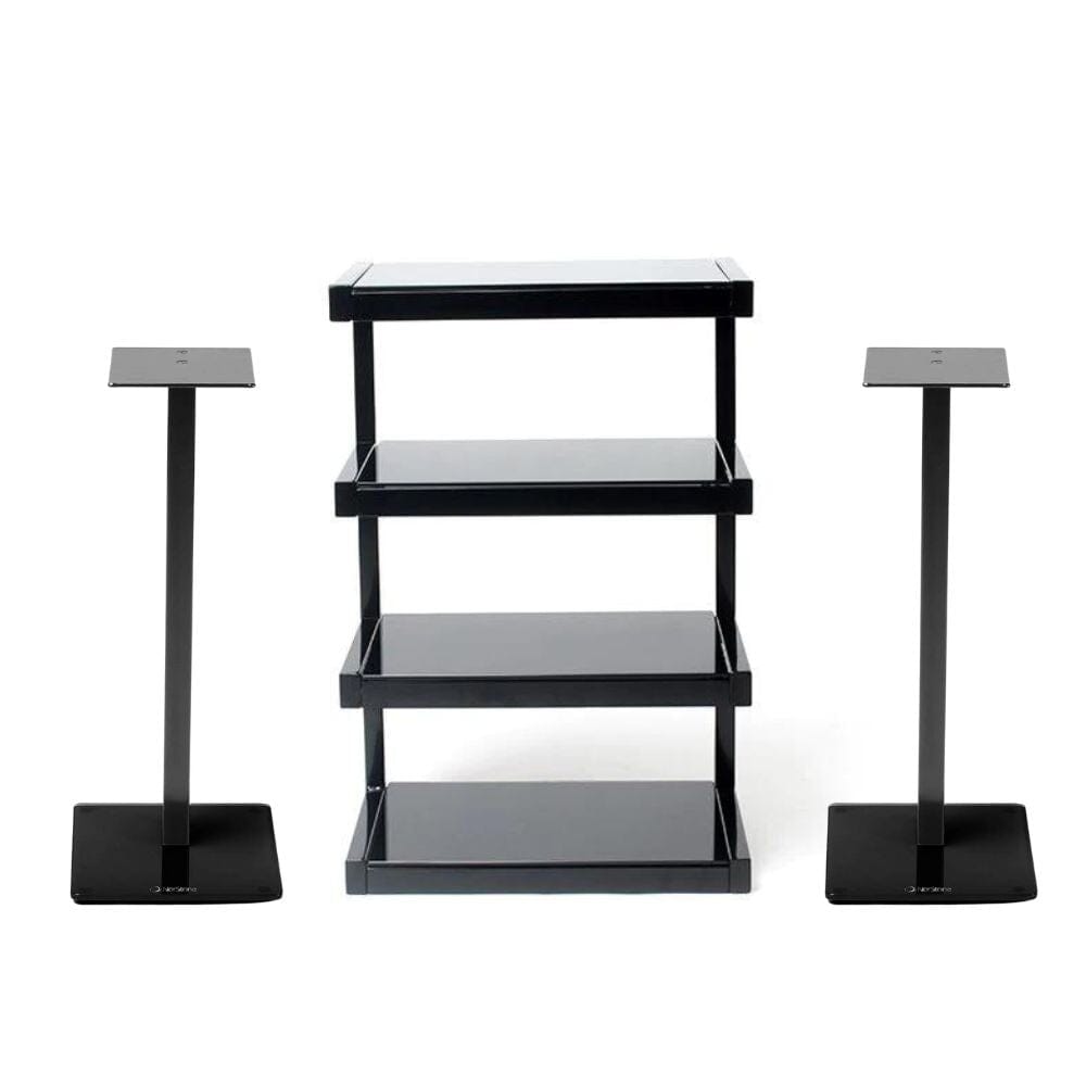 Norstone ESSE HiFi Stand + Speaker Stand Bundle - Black - K&B Audio