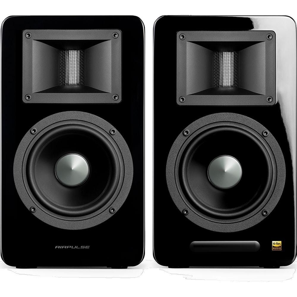 [OPEN BOX] Airpulse A100 100W Active Bookshelf Speakers with Bluetooth (Pair) - Black - K&B Audio