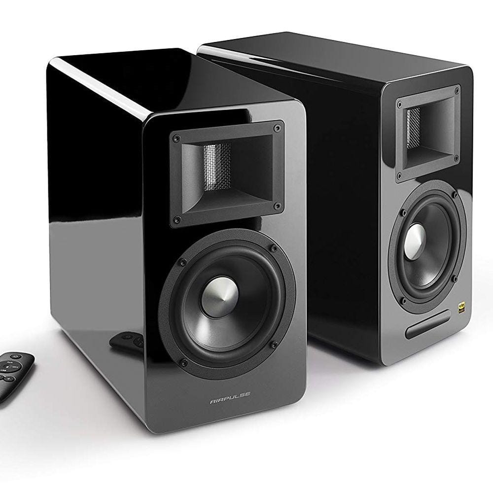 [OPEN BOX] Airpulse A100 100W Active Bookshelf Speakers with Bluetooth (Pair) - Black - K&B Audio