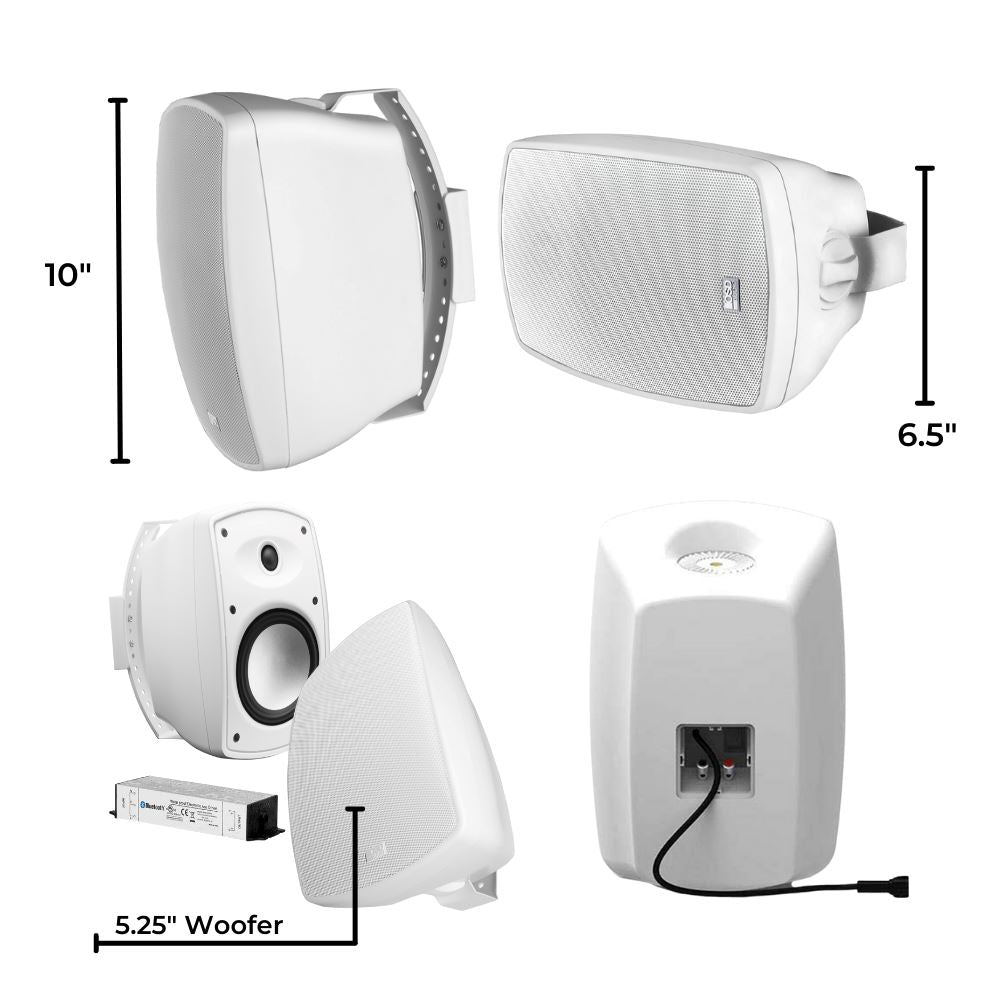 OSD Audio 5.25" Active Bluetooth Outdoor Speakers (Pair) - K&B Audio