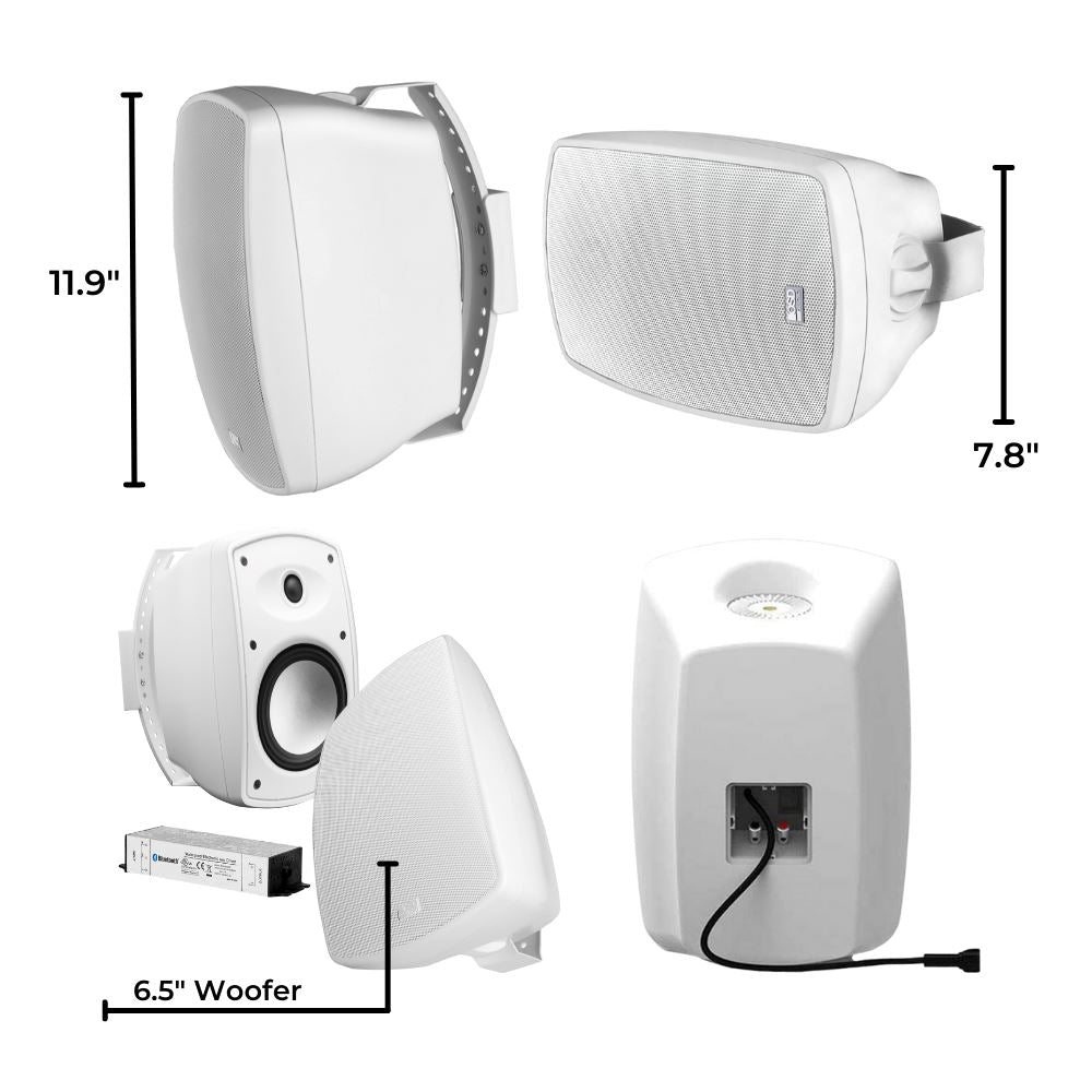 [OPEN BOX] OSD Audio 6.5" Active Bluetooth Outdoor Speakers (Pair) - Black - K&B Audio