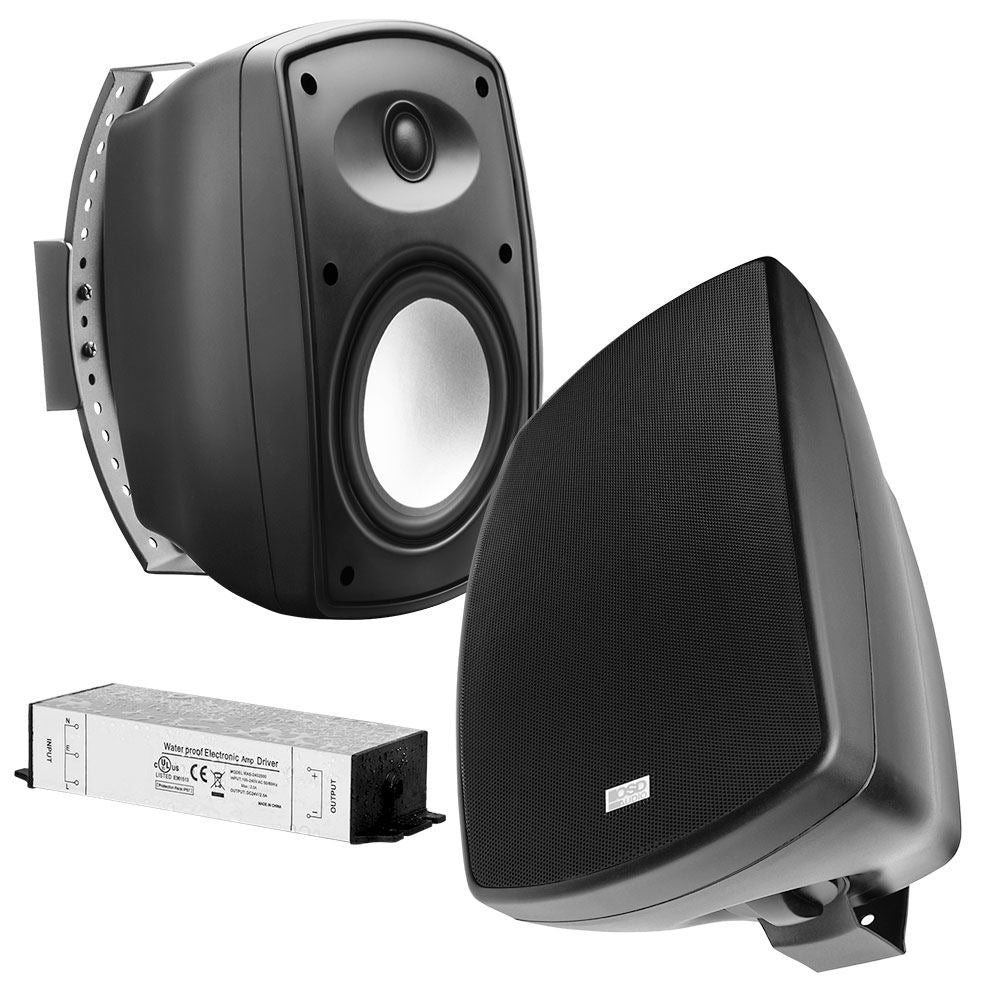[OPEN BOX] OSD Audio 6.5" Active Bluetooth Outdoor Speakers (Pair) - Black - K&B Audio